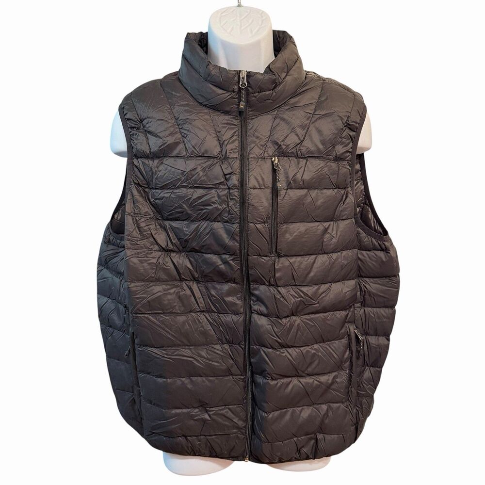 Hawke & Co Men's Puffer Vest XL Nylon Down Fill Quilted Full Zip Black